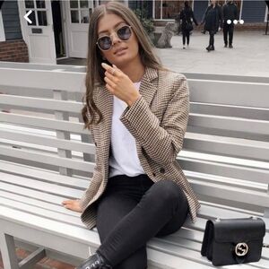 H&M Check Print Elbow Patch Blazer